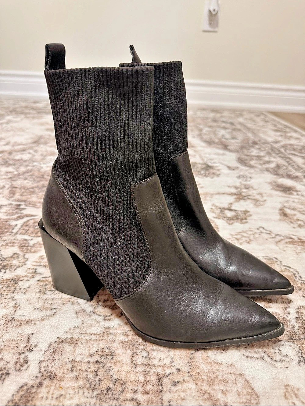 Aldo Black Pointed Toe Heeled Boots